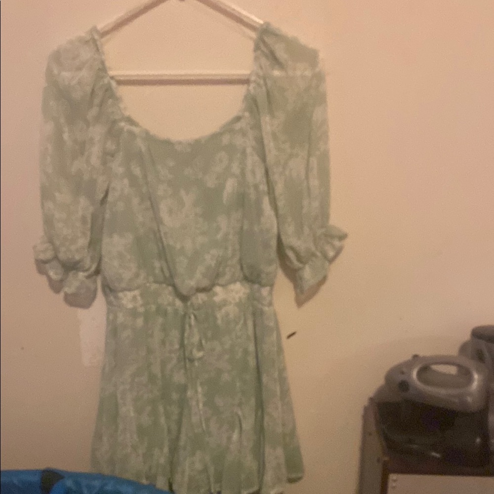 Floral Green Romper